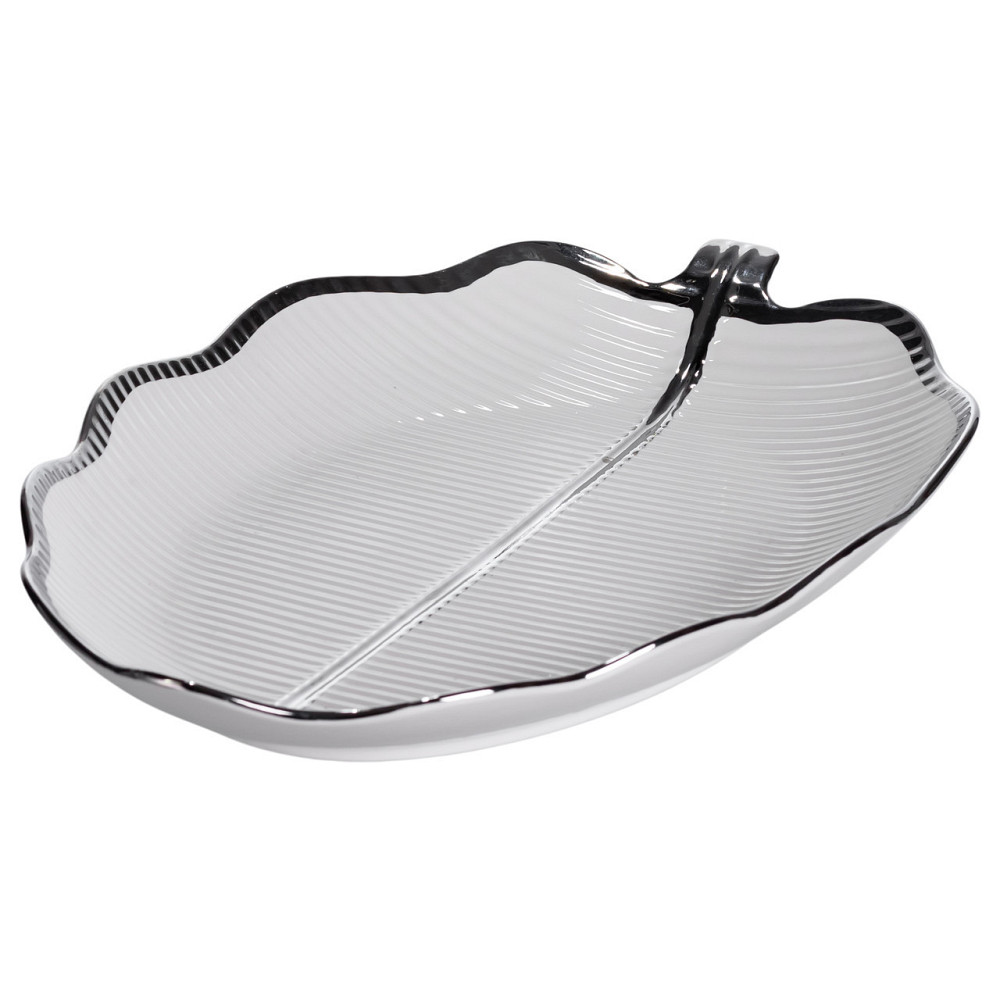 Фарфоровое блюдо-лист для закусок Серебро 41×27 см Киев - изображение 1