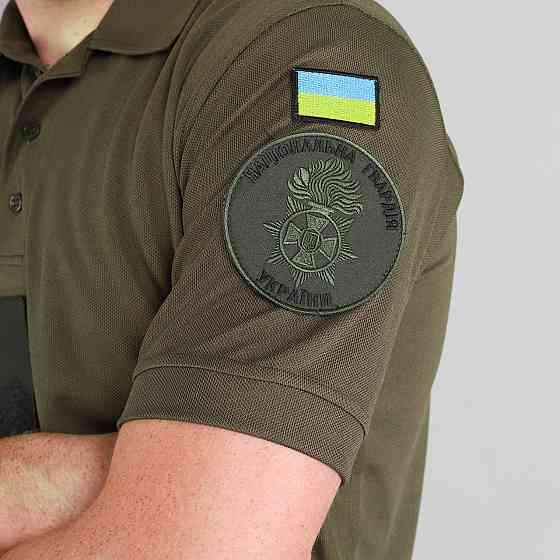 Футболка Поло НГУ вологовідводяча CoolPass з нанесенням олива Запоріжжя
