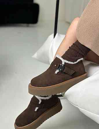 Olli Угги жіночі OLLI шоколадні натуральна замша з хутром висота підошви 0.75 см (К-16-Юга 5720 Коломия