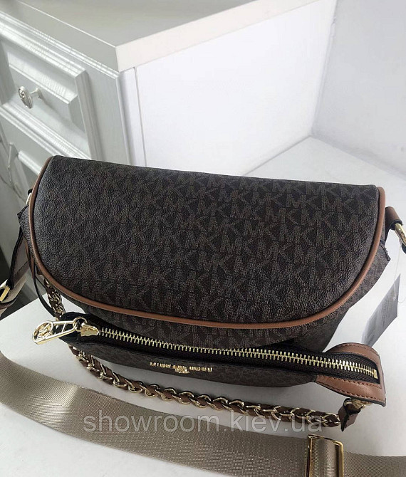 Жіноча сумка "бананка" на груди і на пояс MK Slater коричнева Київ - фото 8