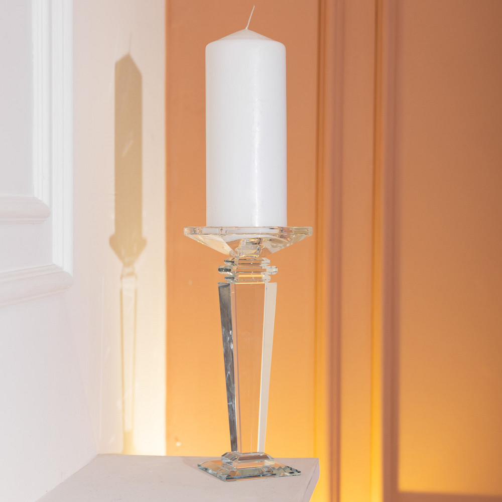 Yiwu Підсвічник скляний на високій ніжці 9.5×9.5×24 см декоративний прозорий HP-4-54L Київ - фото 5