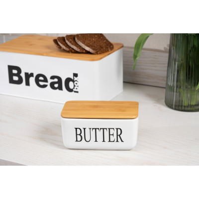 Масленка кухонная Ardesto Midori 16.5х10х8см, кераміка, бамбук, біла (AR0908W) Вінниця - фото 6