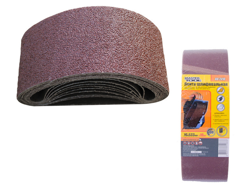 MASTERTOOL Стрічка шліфувальна MASTERTOOL зерно P100 76×533 мм 10 шт 08-2410 Киев - изображение 2