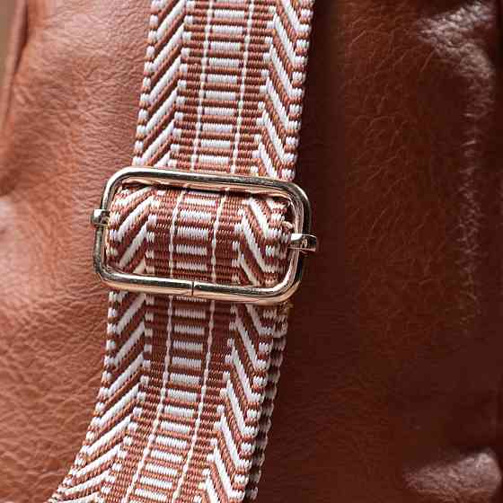 Жіноча сумка через плече з екошкіри з акцентом на текстильну лямку Рудий (Vintage) Київ