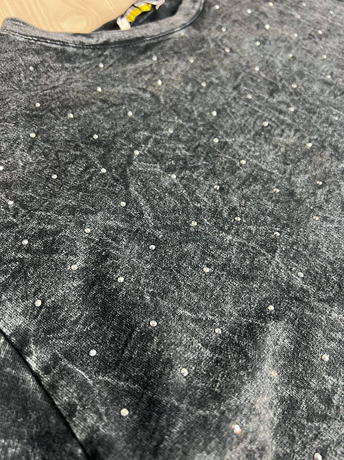 Костюм жіночий Coast Moda 4256 варений в техниці тай-дай джоггери з футболкою розсип камінців графіт, графіт, S Київ - фото 12