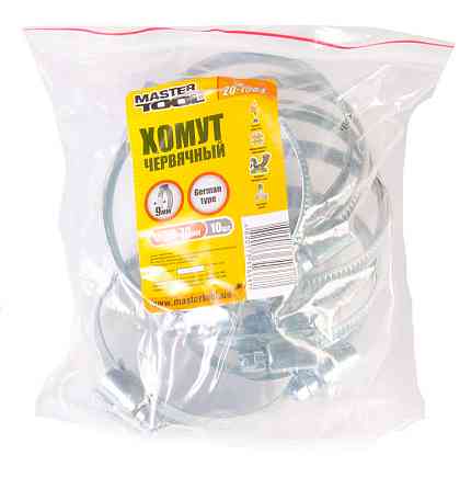 MASTERTOOL Хомут черв'ячний MASTERTOOL German type W1 DIN 3017 9.0 мм Ø 50-70 мм 10 шт 20-1984 Коломия