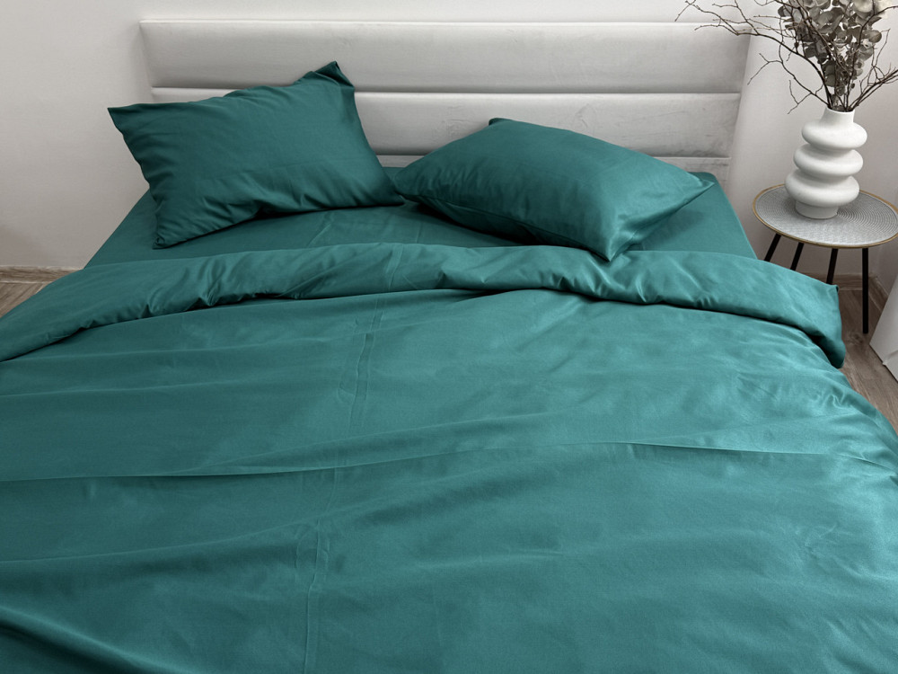 Ecotton Комплект постільної білизни Ecotton двоспальний 180х215 см однотонний темно-зелений сма Коломыя - изображение 10