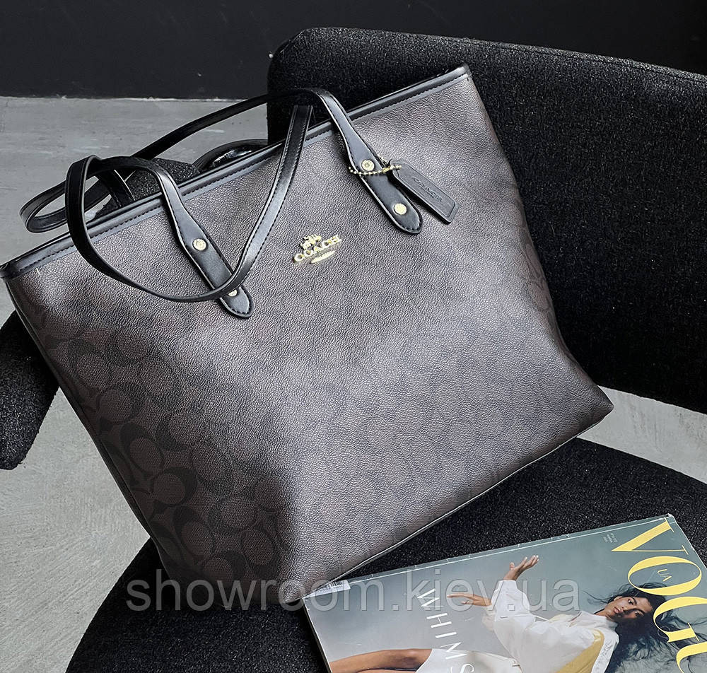 Жіноча сумка шоппер Coach City Tote коричнева Київ - фото 4