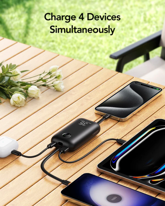 Внешний аккумулятор VEGER 10000 mAh with built-in cables Type C / Lightning PD QC3.0 35W K1 (W1188) black Киев - изображение 6