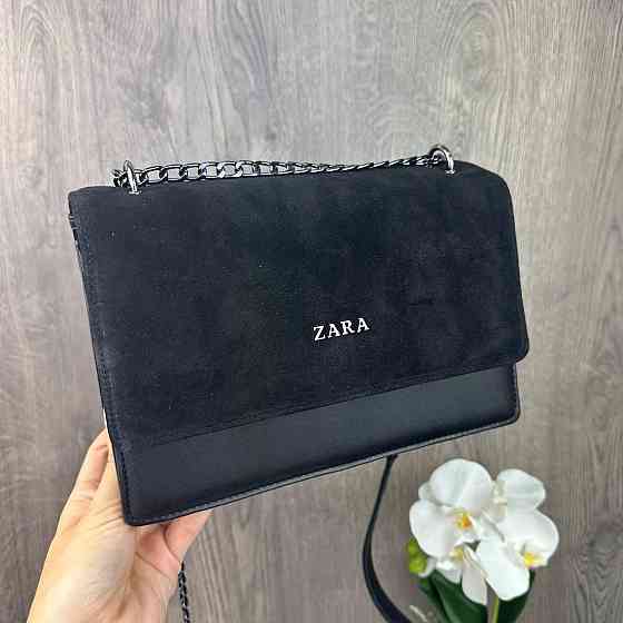 Замшева жіноча сумочка стиль Зара чорна, міні сумка натуральна замша Zara ( 25381 ) Харьков
