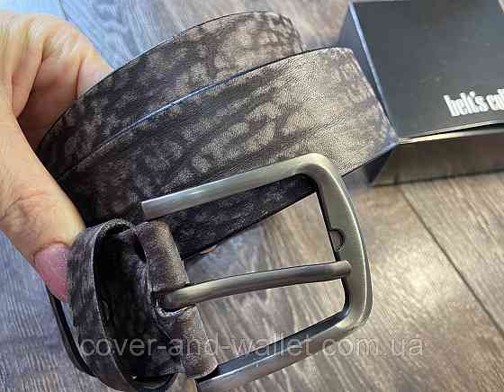 Широкий мужской кожаный ремень из винтажной кожи коричневого цвета 42мм PS Leather Киев
