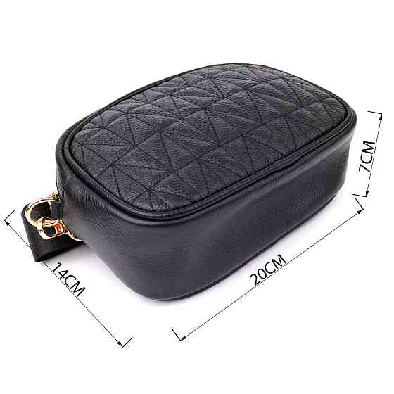 Компактна стьобана сумка для жінок з натуральної шкіри Vintage 22894 Чорний Київ