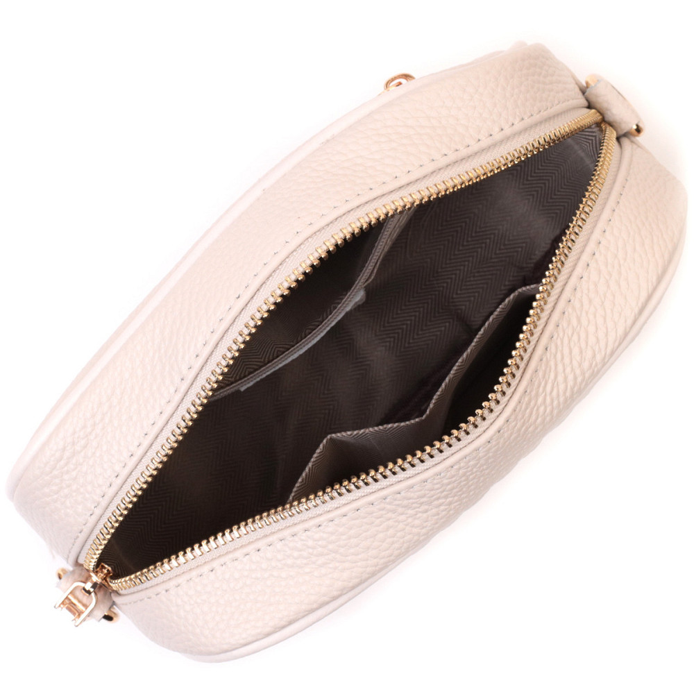 Стильна стьобана жіноча сумка з натуральної шкіри Vintage 22611 Білий Київ - фото 9