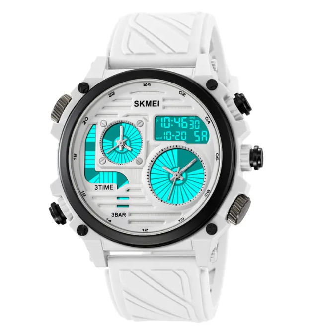 Годинник чоловічий наручний спортивний Skmei 2202 (Білий силіконовий ремінець) Вінниця - фото 2