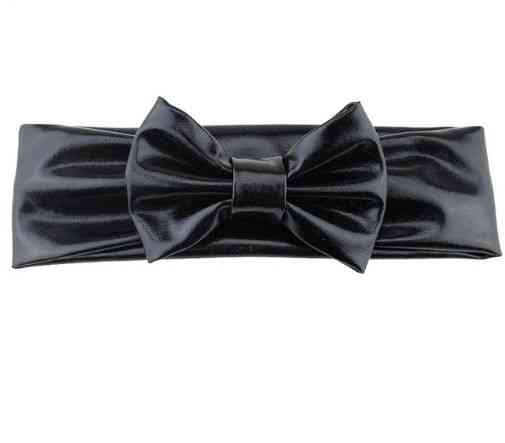 Блискуча чорна дитяча пов'язка - окружність 38-44см, бант 10см Київ
