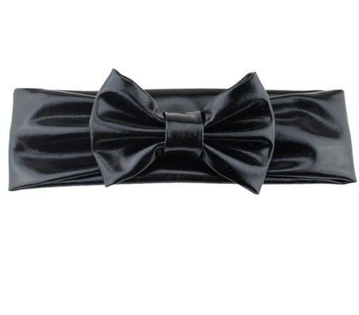 Блискуча чорна дитяча пов'язка - окружність 38-44см, бант 10см Київ - фото 1