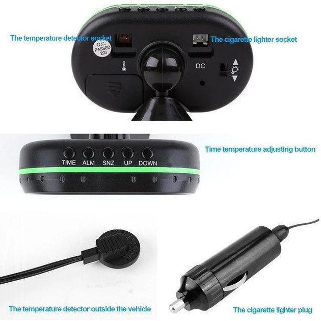 Автомобильные часы VST-7009V подсветка + 2 термометра + вольтметр, питание от аккумулятора авто 12В-24В UL-92 Киев - изображение 3