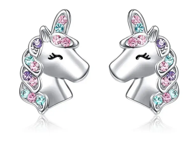 Сережки для дітей Єдиноріг 1,5 на 1 см різнобарвний Київ - фото 1