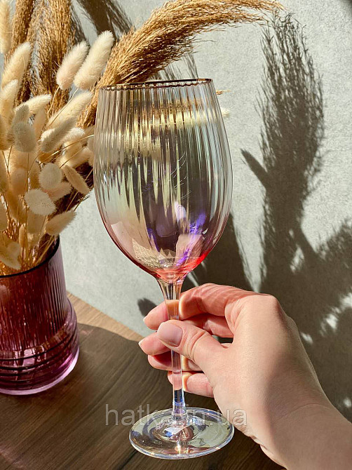 Келих "Оптик-голд" 325мл рожевим, фіолетовим переливом Київ - фото 1
