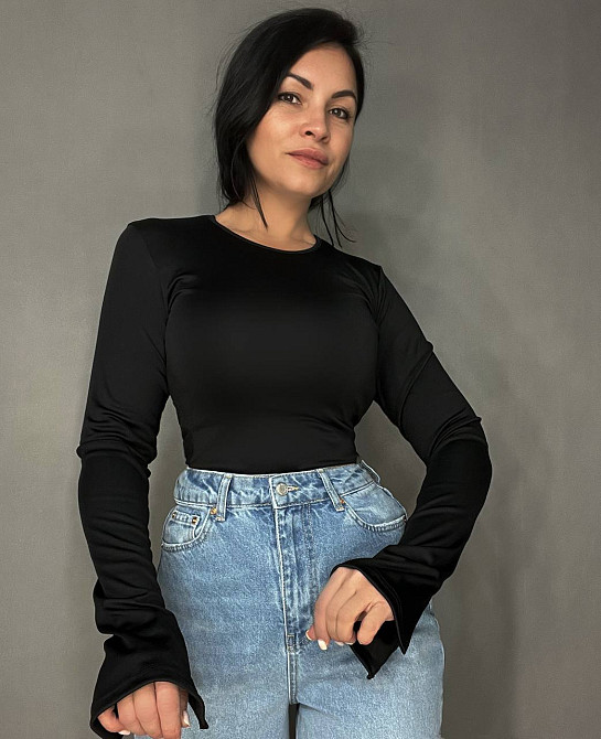 Боди лонгслив Ariadna 1574 удлиненные рукава с разрезами микродайвинг one size черный, черный, one size Киев - изображение 10
