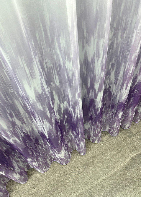 Тюль VR-Textil 1760т Шифон с принтом Сиреневый с белым 300х270 см (42-0787) Киев - изображение 8