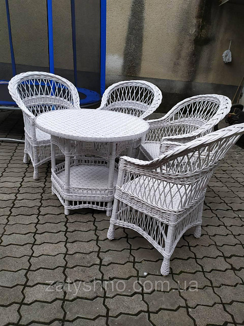 Белая мебель плетеная с круглым столом Киев - изображение 4