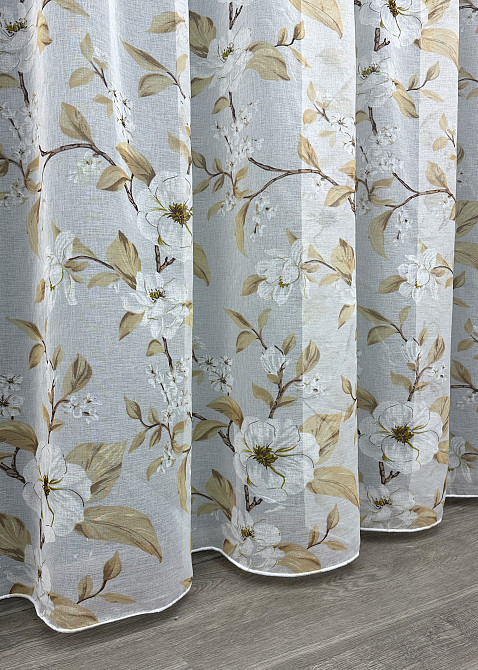 Тюль VR-Textil 1908т Flora Батист Білий з бежевим 400х270 см (42-0994) Київ - фото 7
