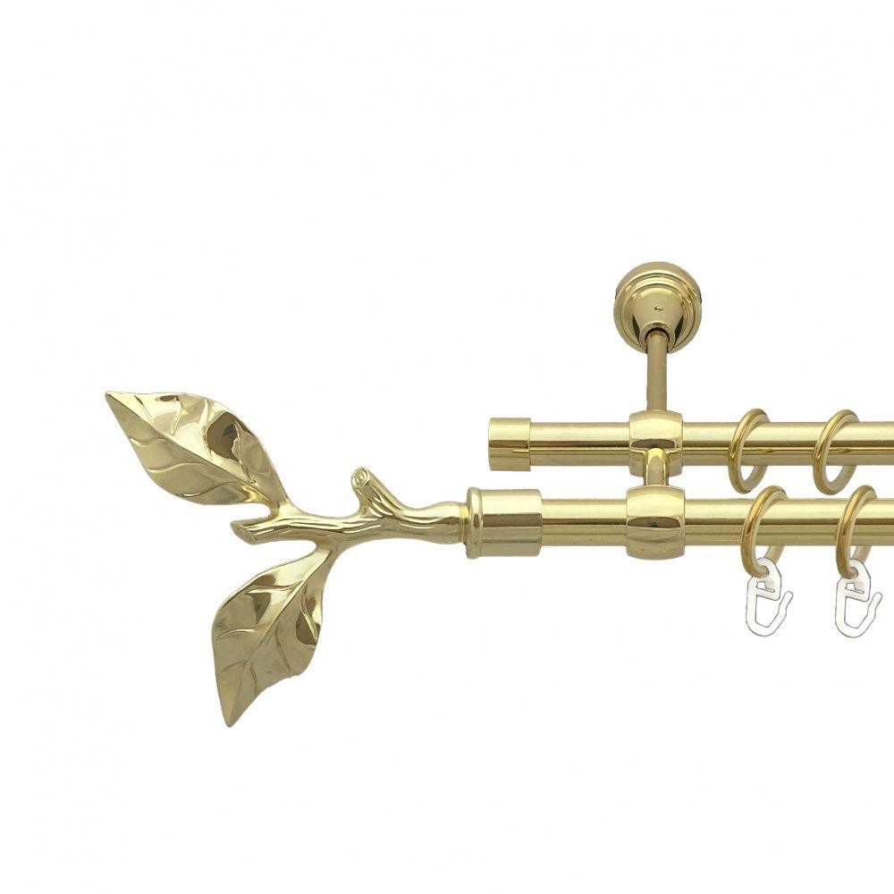 Карниз Orvit Листок Троянди металевий дворядний литий гладка труба кільце металеве Золото 16\16 мм 160 см (00-00014383) Львів - фото 1