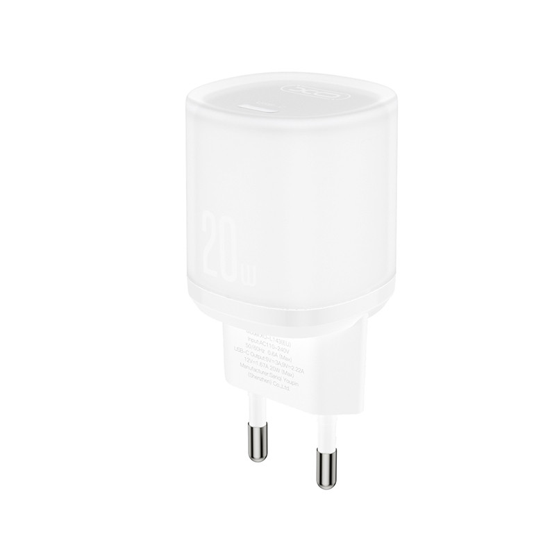 Мережевий зарядний пристрій XO L143 PD20W Single USB-C + Lightning кабель білий Львів - фото 2