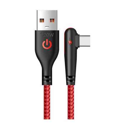 Плетений кабель для швидкого заряджання USB Type C. 90 градусів. Червоний 1,5 м Запоріжжя
