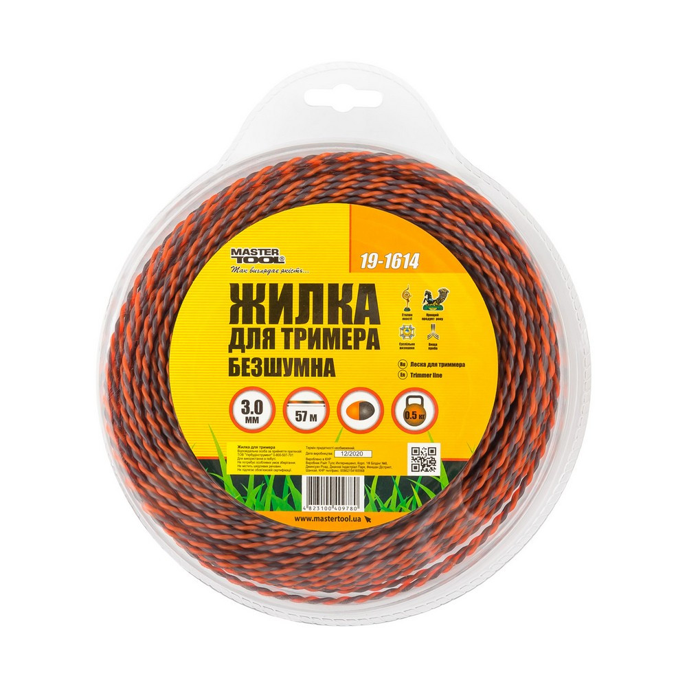 MASTERTOOL Жилка для тримера безшумна MASTERTOOL SPIRAL 3.00 мм 57 м (блістер) двоколірна 19-16 Коломия - фото 4