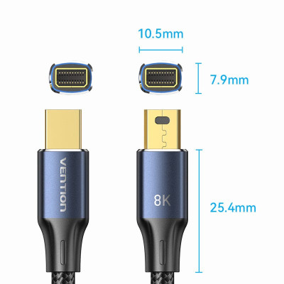 Кабель мультимедийный miniDisplayPort M to Mini DisplayPort M 2.0m V1.4 8K60Hz blue Vention (HCGLH) Винница - изображение 2