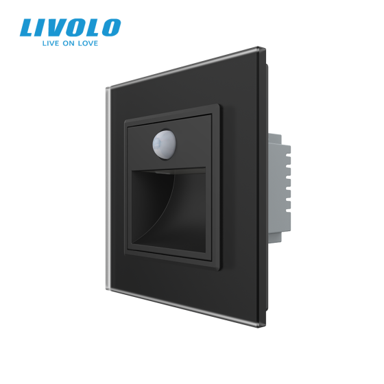 Cвітильник автоматичний для сходів підлоги датчик руху темряви, чорний матовий, 2700K, 220В, 0.35Вт, огляд 120°, затримка 40с, дальність 4м LIVOLO Коломия