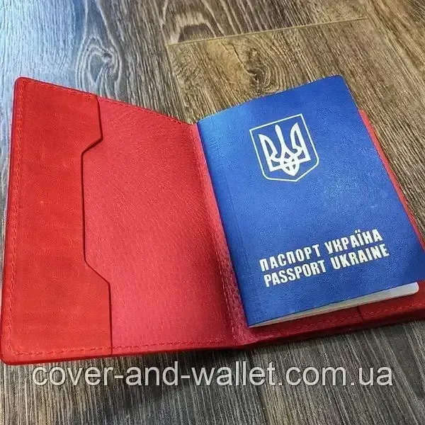Обкладинка для документів та паспорта з гладкої італійської шкіри Grande Pelle Червоний Київ - фото 7
