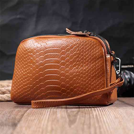 Невелика сумка для жінок на два відділення з натуральної шкіри Vintage 22800 Рудий Київ