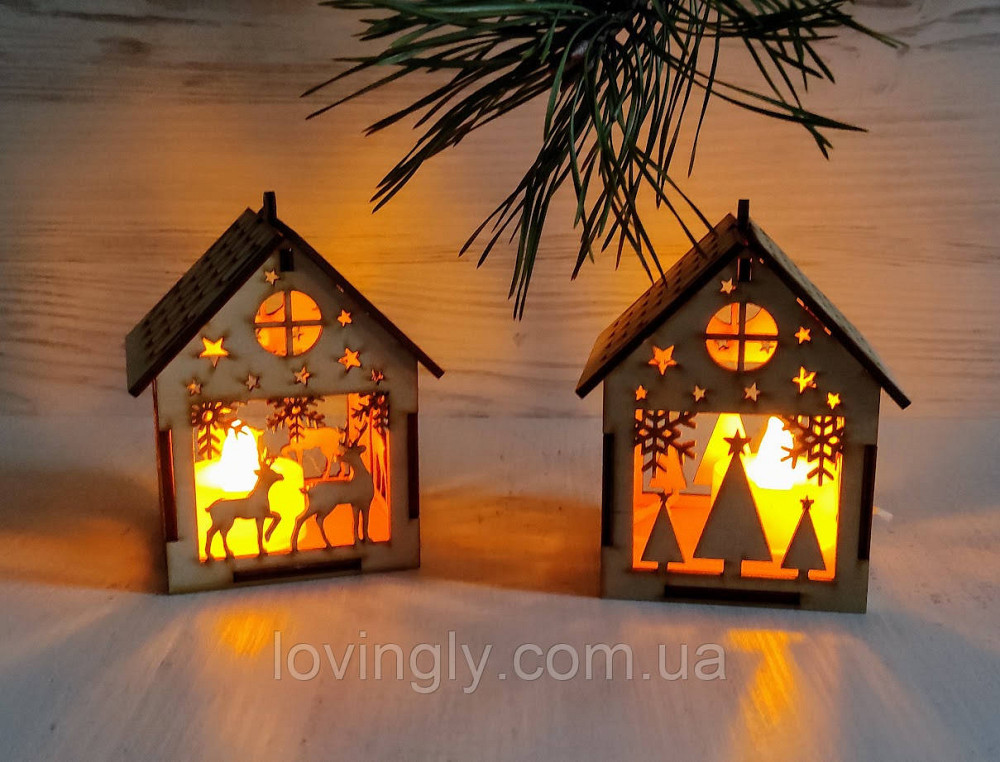 Рождественский деревянный домик с LED свечей - декор и подарок ручной работы Ирпень - изображение 8
