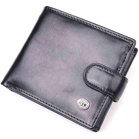 Классический мужской бумажник из натуральной кожи ST Leather 19407 Черный Киев