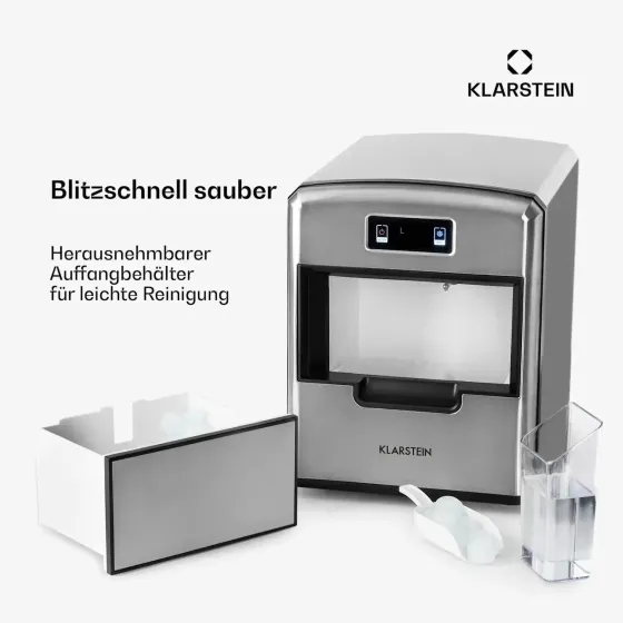Компрессорный ледогенератор Klarstein Metropolitan 10031881, 12 кг/сутки, 2,15 л, 3 размера льда, дисплей, 36 куб./ч, 150 Вт Киев