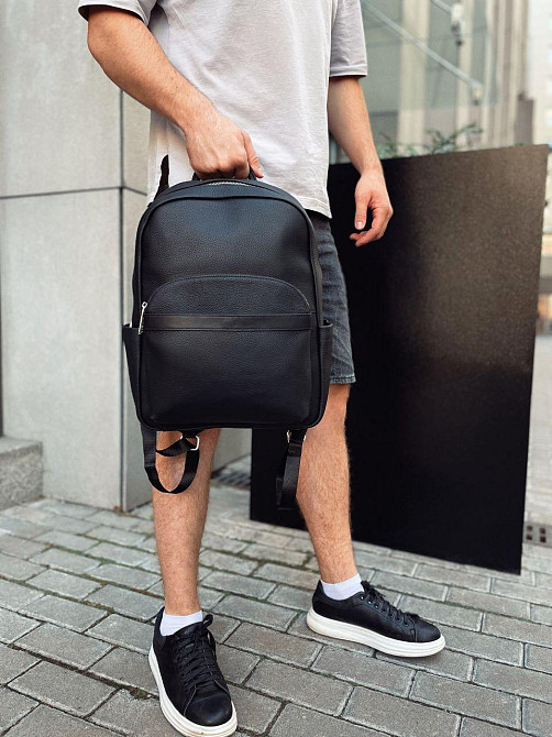 Мужской городской кожаный рюкзак 28х39х15, сумка наплечная для работы и путешествий Tiding Bag 60320 черная Киев - изображение 10
