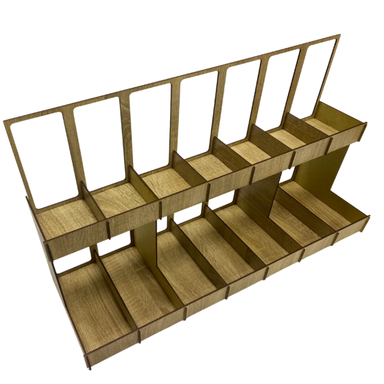 Полка для специй деревянная, органайзер под банки на 14 секций, стеллаж двухъярусный, куххоный для хранения Каменец-Подольский