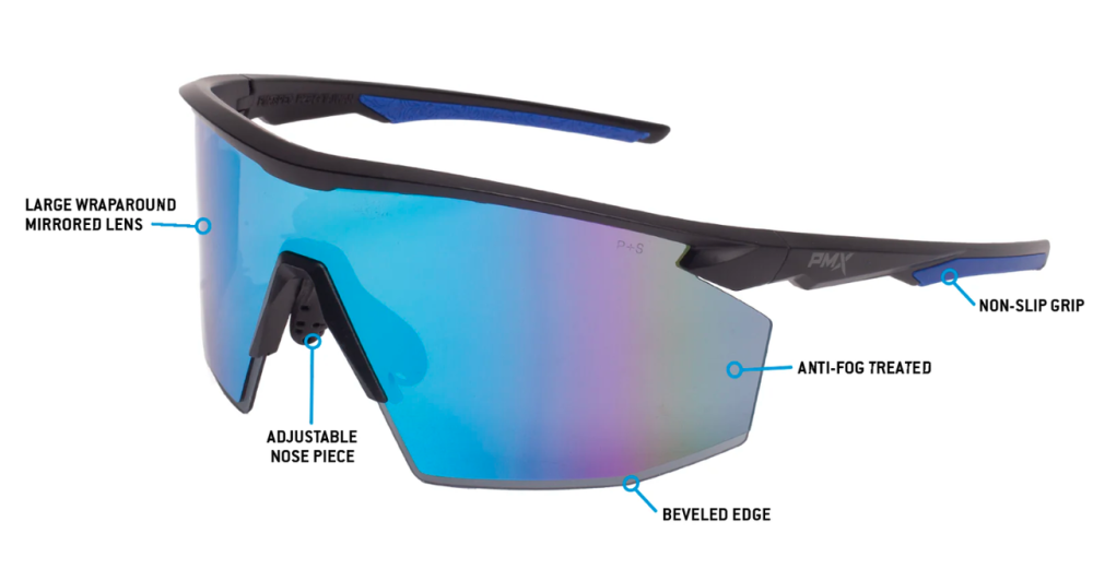 Окуляри захисні Pyramex PMXSPEC (blue mirror) Anti-Fog, сині дзеркальні лінзи в чорно-синій оправі Запоріжжя - фото 2