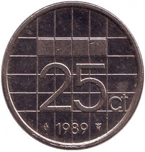 Монета 25 центов. 1989 год, Нидерланды. Полтава - изображение 1