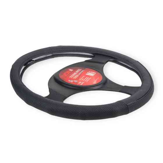 Чохол m шкіра (37 - 39 см) чорний перфорований, біла основа керма Мукачево