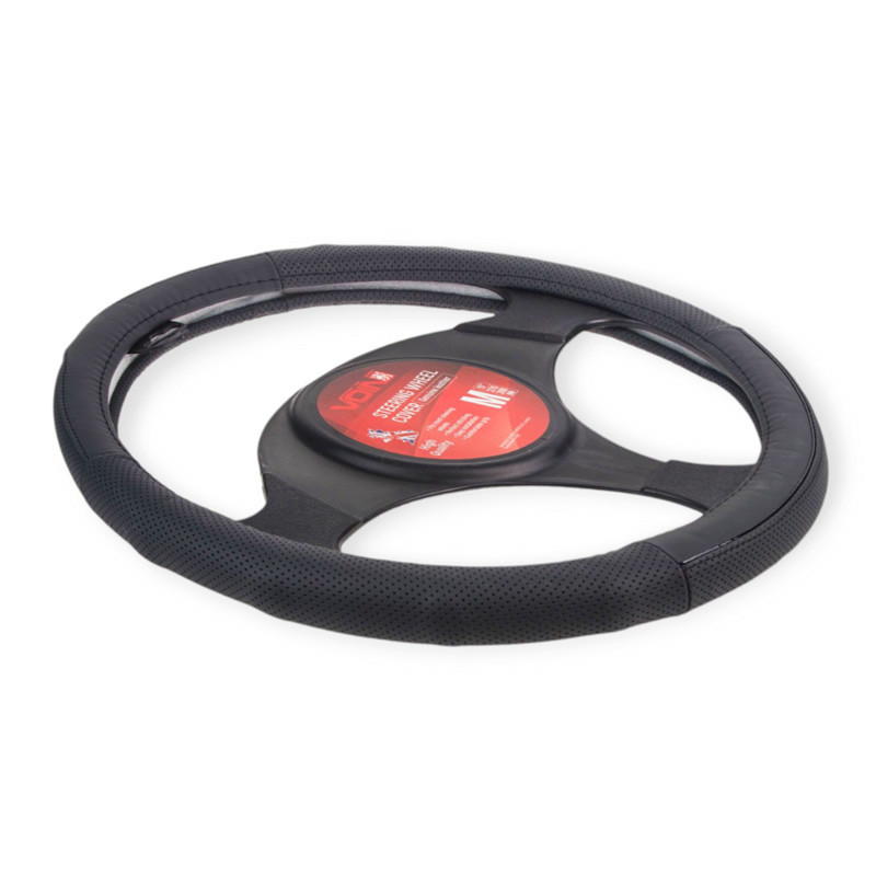 Чохол m шкіра (37 - 39 см) чорний перфорований, біла основа керма Мукачево - фото 1