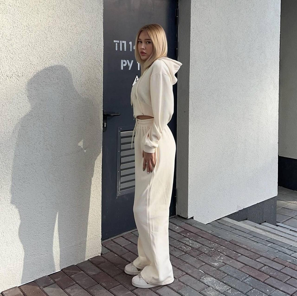 Жіночий прогулянковий костюм-двійка: кофта та штани двонитка Беж, 44/46 Одеса - фото 3