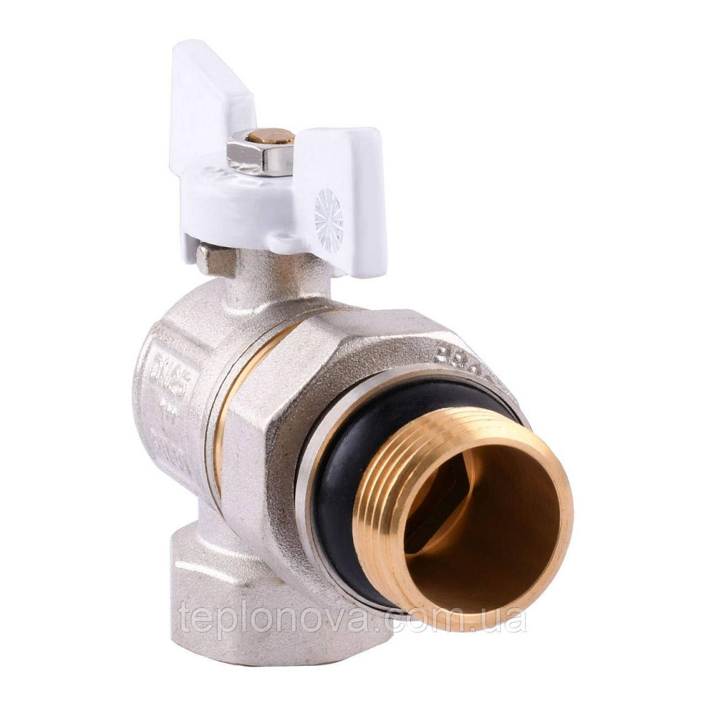 Кран кульовий кутовий з американкою Q PROFESSIONAL QP004 PN40 1" антипротічка, Білий метелик Чернівці - фото 2