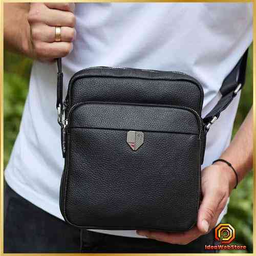 Мужская черная сумка через плечо, мужская сумка планшет, черная мужская барсетка через плечо Киев