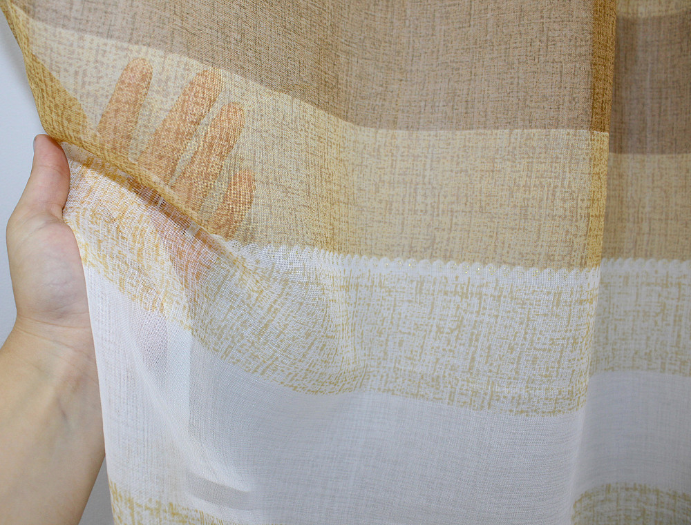 Тюль батист с полосками цвет бежевый с коричневым 1101т Киев - изображение 4