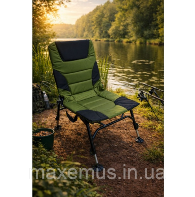 Карповое кресло раскладное для рыбалки Bonro B-26 (до 120 кг) Черно-зеленое туристическое Мостиська - фото 10