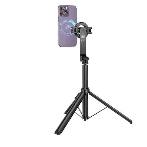 Селфі-монопод HOCO K25 Sherkhan magnetic aluminum alloy live broadcast holder Black Київ